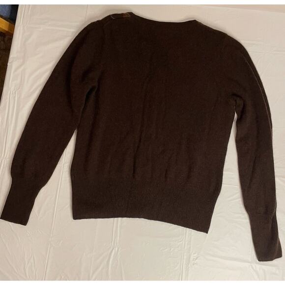 Apt 9 Cardigan Womens Medium Chocolate 100% Cashmere Sweater Argyle Ladies - Picture 6 of 9
